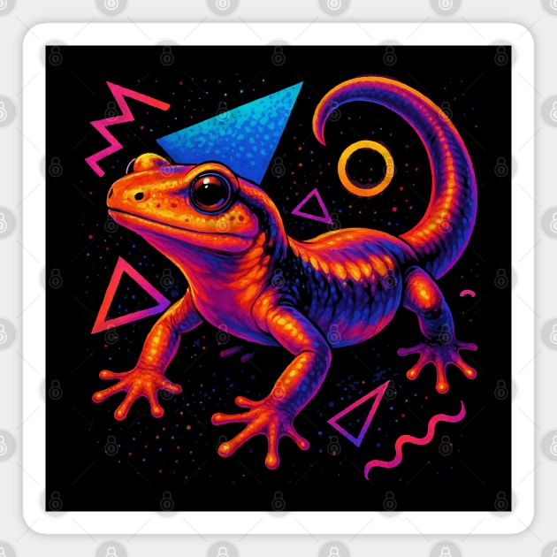 Retro Neon Ensatina Salamander Magnet by Reptiq's Store